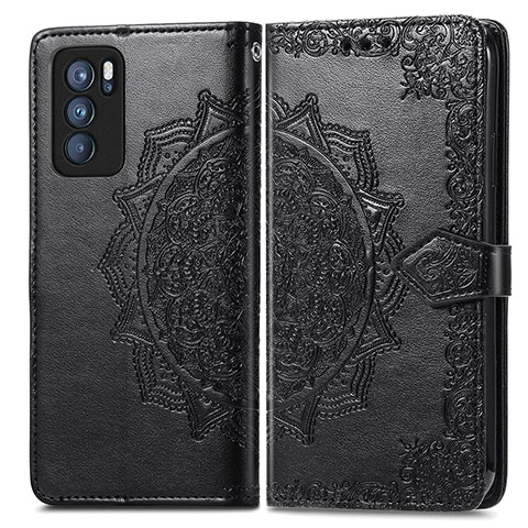 Coque Portefeuille Motif Fantaisie Livre Cuir Etui Clapet pour Oppo Reno6 Pro 5G India Noir