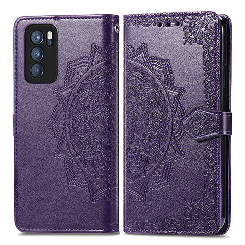 Coque Portefeuille Motif Fantaisie Livre Cuir Etui Clapet pour Oppo Reno6 Pro 5G India Violet