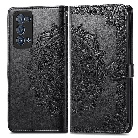 Coque Portefeuille Motif Fantaisie Livre Cuir Etui Clapet pour Oppo Reno6 Pro 5G Noir