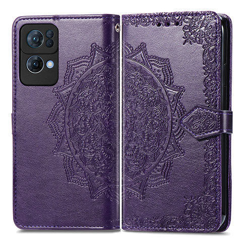 Coque Portefeuille Motif Fantaisie Livre Cuir Etui Clapet pour Oppo Reno7 Pro 5G Violet