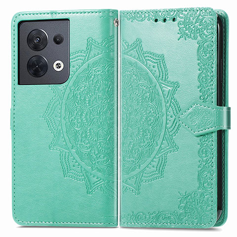 Coque Portefeuille Motif Fantaisie Livre Cuir Etui Clapet pour Oppo Reno8 5G Vert