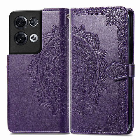 Coque Portefeuille Motif Fantaisie Livre Cuir Etui Clapet pour Oppo Reno8 Pro 5G Violet