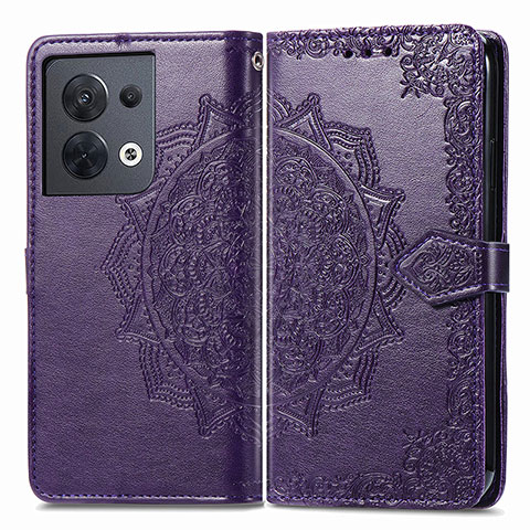 Coque Portefeuille Motif Fantaisie Livre Cuir Etui Clapet pour Oppo Reno9 5G Violet