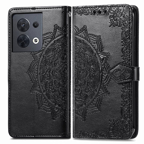 Coque Portefeuille Motif Fantaisie Livre Cuir Etui Clapet pour Oppo Reno9 Pro 5G Noir