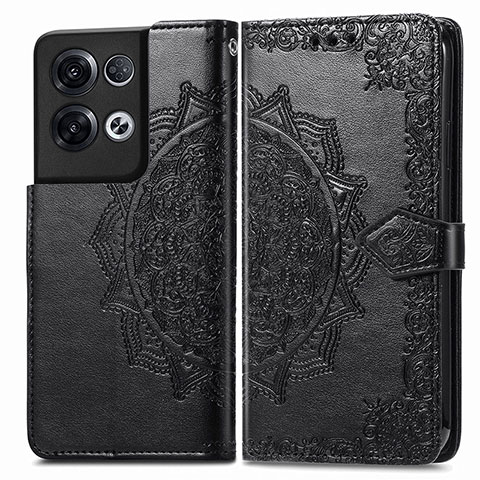 Coque Portefeuille Motif Fantaisie Livre Cuir Etui Clapet pour Oppo Reno9 Pro+ Plus 5G Noir