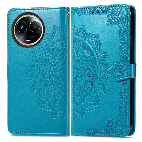 Coque Portefeuille Motif Fantaisie Livre Cuir Etui Clapet pour Realme 11 5G Bleu