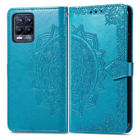 Coque Portefeuille Motif Fantaisie Livre Cuir Etui Clapet pour Realme 8 4G Bleu