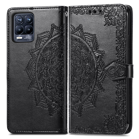 Coque Portefeuille Motif Fantaisie Livre Cuir Etui Clapet pour Realme 8 4G Noir