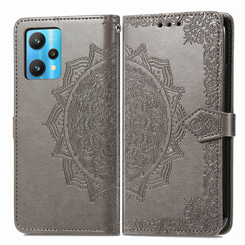 Coque Portefeuille Motif Fantaisie Livre Cuir Etui Clapet pour Realme 9 4G Gris