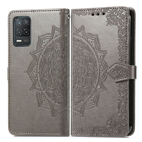 Coque Portefeuille Motif Fantaisie Livre Cuir Etui Clapet pour Realme 9 5G India Gris