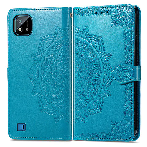 Coque Portefeuille Motif Fantaisie Livre Cuir Etui Clapet pour Realme C11 (2021) Bleu