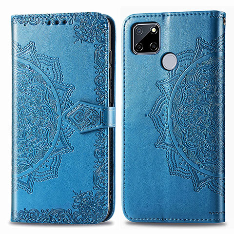 Coque Portefeuille Motif Fantaisie Livre Cuir Etui Clapet pour Realme C12 Bleu