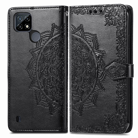 Coque Portefeuille Motif Fantaisie Livre Cuir Etui Clapet pour Realme C21Y Noir