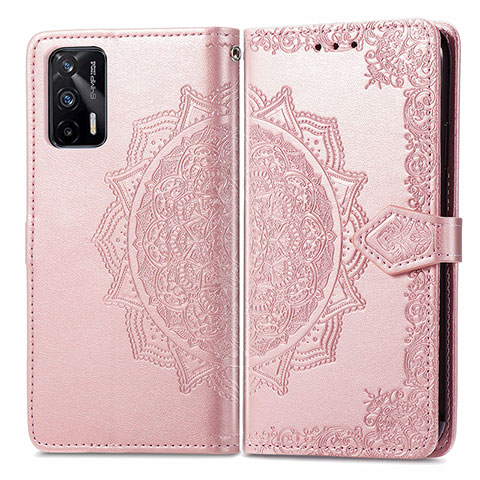 Coque Portefeuille Motif Fantaisie Livre Cuir Etui Clapet pour Realme GT Neo 2T 5G Or Rose