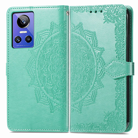 Coque Portefeuille Motif Fantaisie Livre Cuir Etui Clapet pour Realme GT Neo3 5G Vert