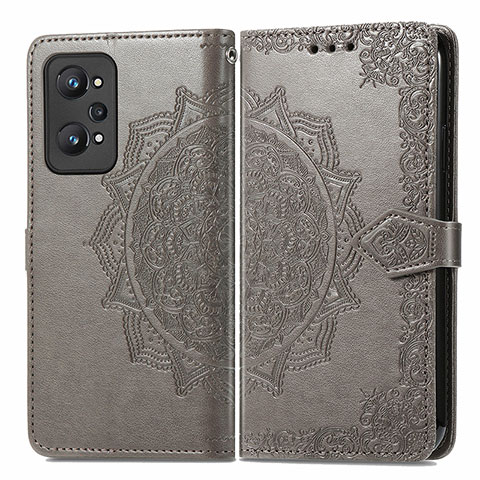 Coque Portefeuille Motif Fantaisie Livre Cuir Etui Clapet pour Realme GT2 5G Gris