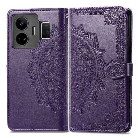 Coque Portefeuille Motif Fantaisie Livre Cuir Etui Clapet pour Realme GT5 5G Violet