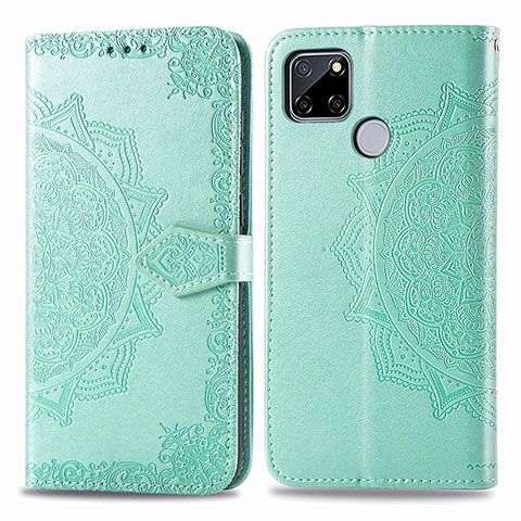 Coque Portefeuille Motif Fantaisie Livre Cuir Etui Clapet pour Realme Narzo 30A Vert