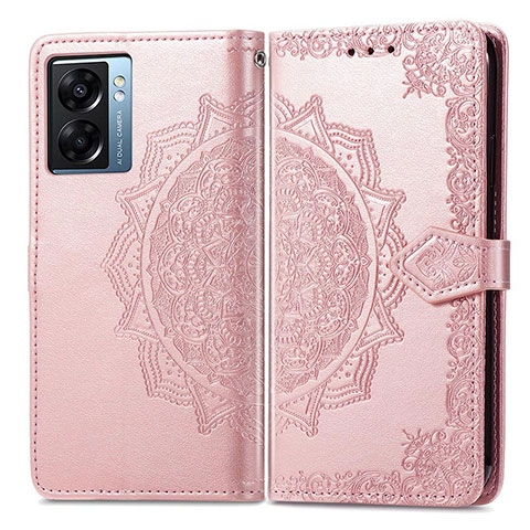 Coque Portefeuille Motif Fantaisie Livre Cuir Etui Clapet pour Realme Narzo 50 5G Or Rose