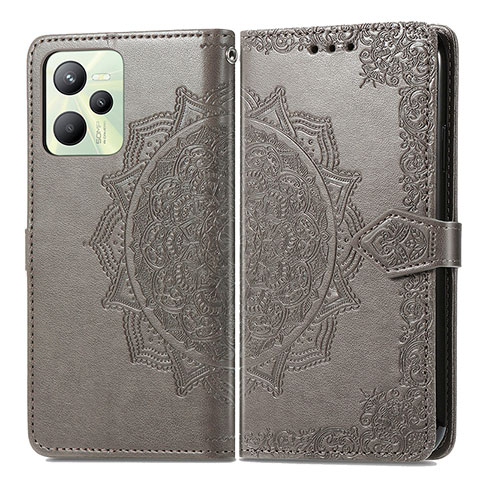 Coque Portefeuille Motif Fantaisie Livre Cuir Etui Clapet pour Realme Narzo 50A Prime Gris