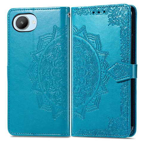 Coque Portefeuille Motif Fantaisie Livre Cuir Etui Clapet pour Realme Narzo 50i Prime Bleu