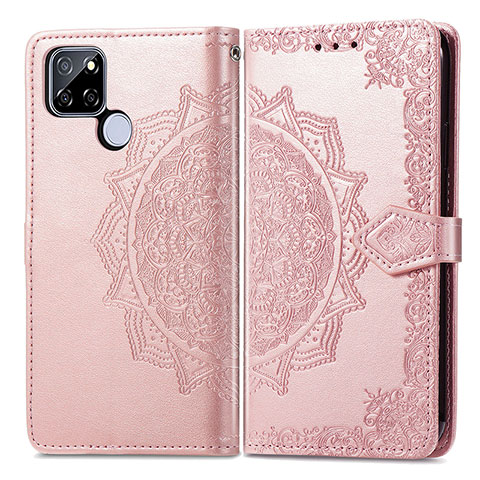 Coque Portefeuille Motif Fantaisie Livre Cuir Etui Clapet pour Realme Q2i 5G Or Rose