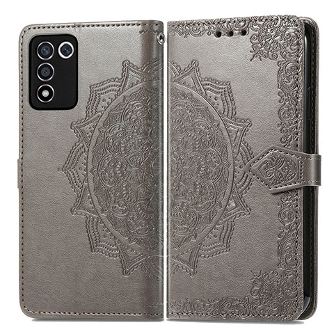 Coque Portefeuille Motif Fantaisie Livre Cuir Etui Clapet pour Realme Q3t 5G Gris