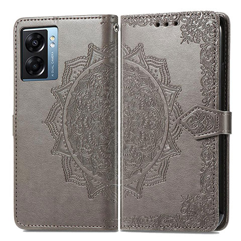 Coque Portefeuille Motif Fantaisie Livre Cuir Etui Clapet pour Realme Q5i 5G Gris