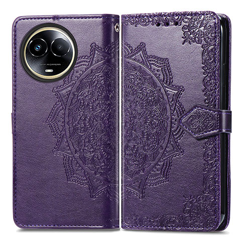 Coque Portefeuille Motif Fantaisie Livre Cuir Etui Clapet pour Realme V50 5G Violet