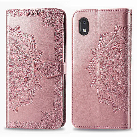 Coque Portefeuille Motif Fantaisie Livre Cuir Etui Clapet pour Samsung Galaxy A01 Core Or Rose