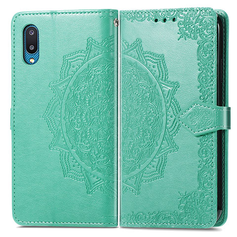 Coque Portefeuille Motif Fantaisie Livre Cuir Etui Clapet pour Samsung Galaxy A02 Vert