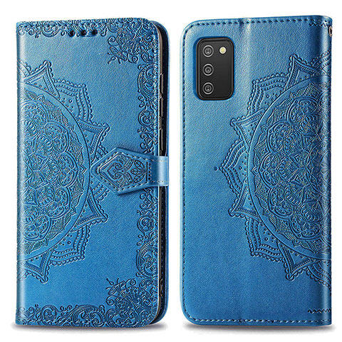 Coque Portefeuille Motif Fantaisie Livre Cuir Etui Clapet pour Samsung Galaxy A02s Bleu