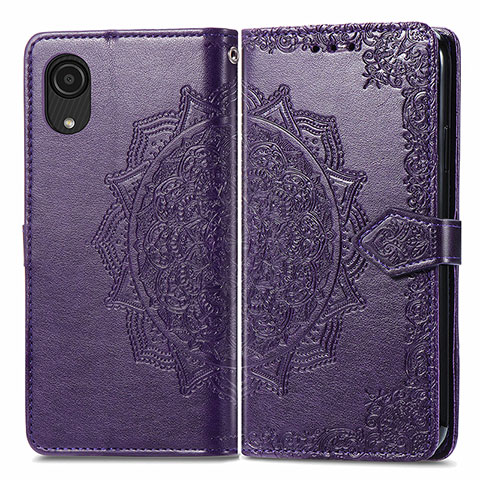 Coque Portefeuille Motif Fantaisie Livre Cuir Etui Clapet pour Samsung Galaxy A03 Core Violet