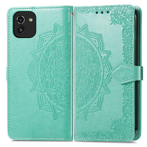 Coque Portefeuille Motif Fantaisie Livre Cuir Etui Clapet pour Samsung Galaxy A03 Vert