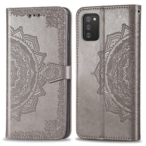 Coque Portefeuille Motif Fantaisie Livre Cuir Etui Clapet pour Samsung Galaxy A03s Gris