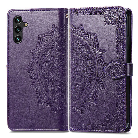 Coque Portefeuille Motif Fantaisie Livre Cuir Etui Clapet pour Samsung Galaxy A04s Violet