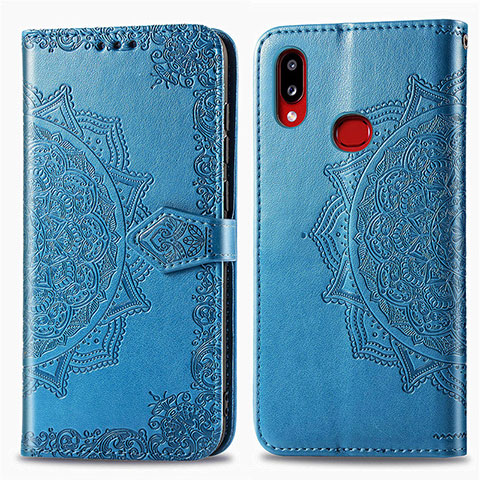 Coque Portefeuille Motif Fantaisie Livre Cuir Etui Clapet pour Samsung Galaxy A10s Bleu