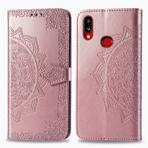 Coque Portefeuille Motif Fantaisie Livre Cuir Etui Clapet pour Samsung Galaxy A10s Or Rose