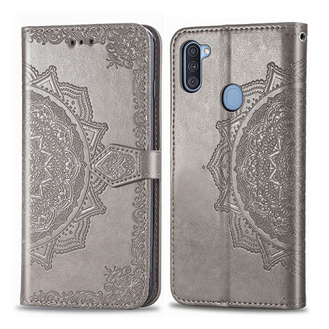 Coque Portefeuille Motif Fantaisie Livre Cuir Etui Clapet pour Samsung Galaxy A11 Gris