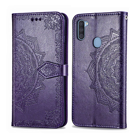 Coque Portefeuille Motif Fantaisie Livre Cuir Etui Clapet pour Samsung Galaxy A11 Violet