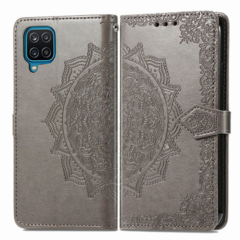 Coque Portefeuille Motif Fantaisie Livre Cuir Etui Clapet pour Samsung Galaxy A12 5G Gris