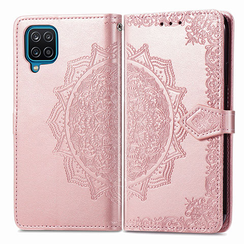 Coque Portefeuille Motif Fantaisie Livre Cuir Etui Clapet pour Samsung Galaxy A12 Nacho Or Rose