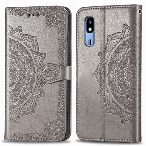 Coque Portefeuille Motif Fantaisie Livre Cuir Etui Clapet pour Samsung Galaxy A2 Core A260F A260G Gris