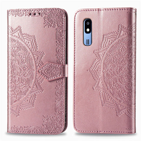 Coque Portefeuille Motif Fantaisie Livre Cuir Etui Clapet pour Samsung Galaxy A2 Core A260F A260G Or Rose