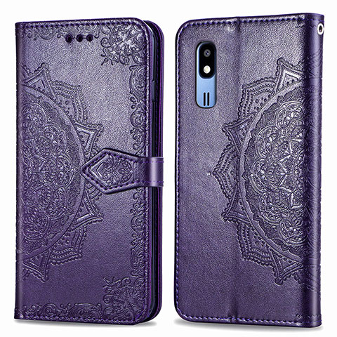 Coque Portefeuille Motif Fantaisie Livre Cuir Etui Clapet pour Samsung Galaxy A2 Core A260F A260G Violet