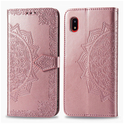 Coque Portefeuille Motif Fantaisie Livre Cuir Etui Clapet pour Samsung Galaxy A20 SC-02M SCV46 Or Rose