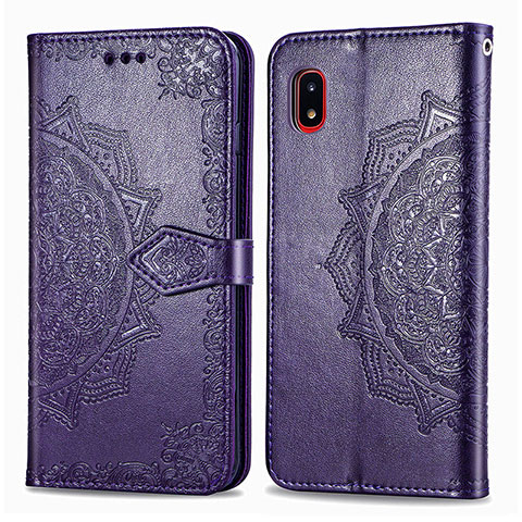 Coque Portefeuille Motif Fantaisie Livre Cuir Etui Clapet pour Samsung Galaxy A20 SC-02M SCV46 Violet