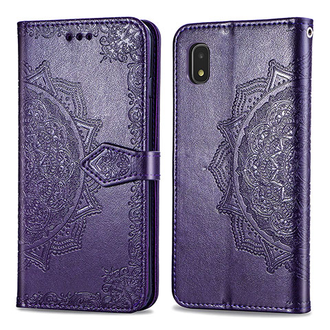 Coque Portefeuille Motif Fantaisie Livre Cuir Etui Clapet pour Samsung Galaxy A21 SC-42A Violet