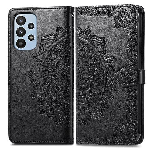 Coque Portefeuille Motif Fantaisie Livre Cuir Etui Clapet pour Samsung Galaxy A23 4G Noir