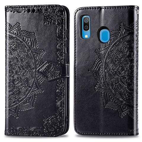 Coque Portefeuille Motif Fantaisie Livre Cuir Etui Clapet pour Samsung Galaxy A30 Noir